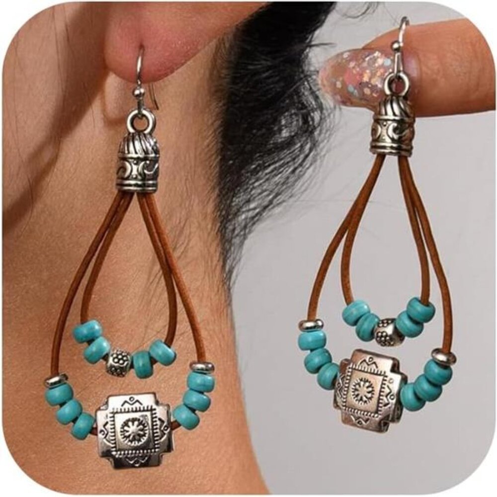 Western Turquoise Dangle Earrings | Lightweight Cowgirl Jewelry